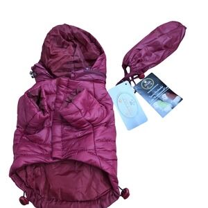 Pet Life Sporty Avalanche Weatherproof Dog Coat Burgundy‎ XS with Travel Pouch